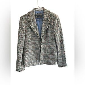 NWT Koret Petite Multicolor Open Blazer Acrylic Tweed Long Sleeve Jacket Size 12
